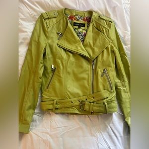 Green Black Rivet Leather Jacket